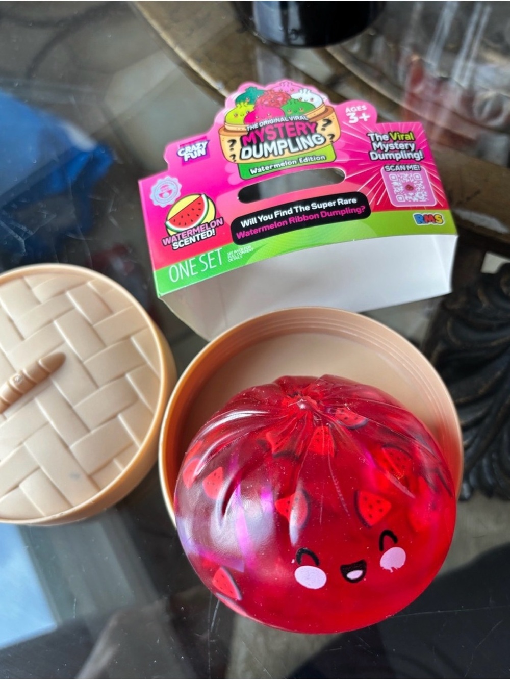 Ultra rare Mystery Dumpling Watermelon Scented Squishy Toy - Pink/Red